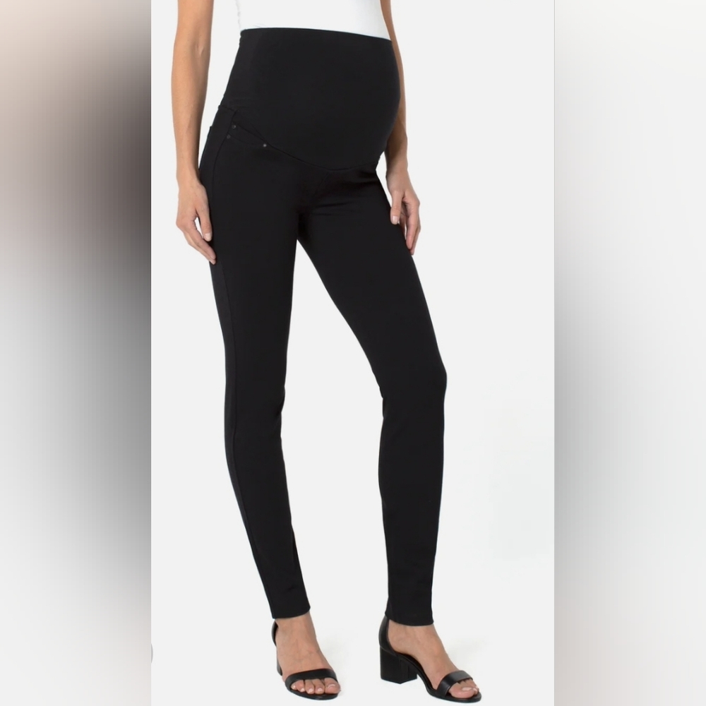 LIVERPOOL Sienna black classic stretch knit pull on maternity leggings